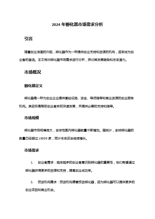 2024年孵化器市场需求分析