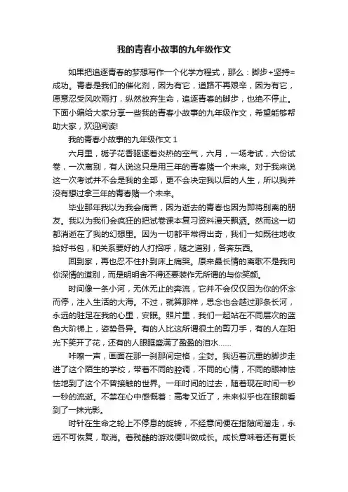 我的青春小故事的九年级作文