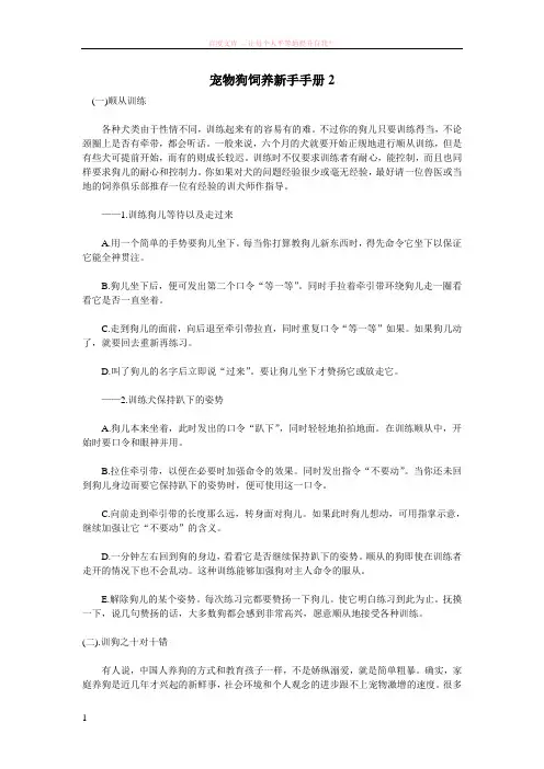 宠物狗饲养新手手册