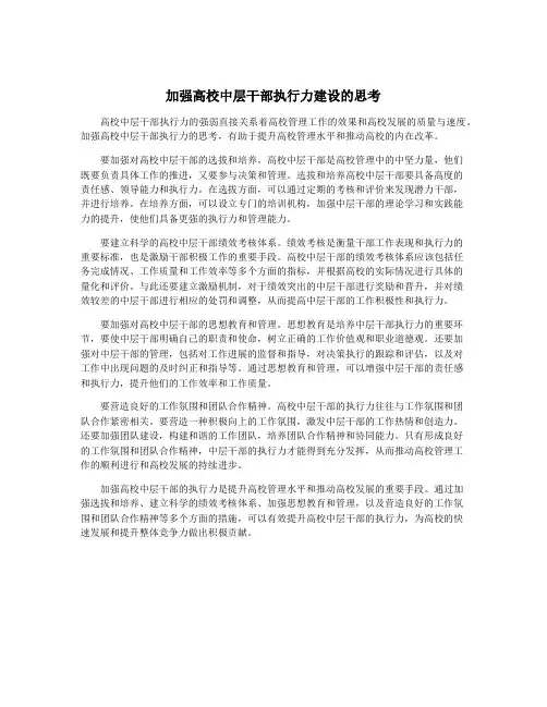 加强高校中层干部执行力建设的思考