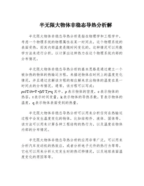 半无限大物体非稳态导热分析解