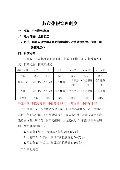 超市休假管理制度