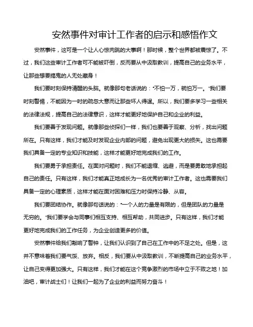 安然事件对审计工作者的启示和感悟作文