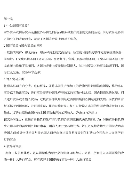 国际贸易之重点总结