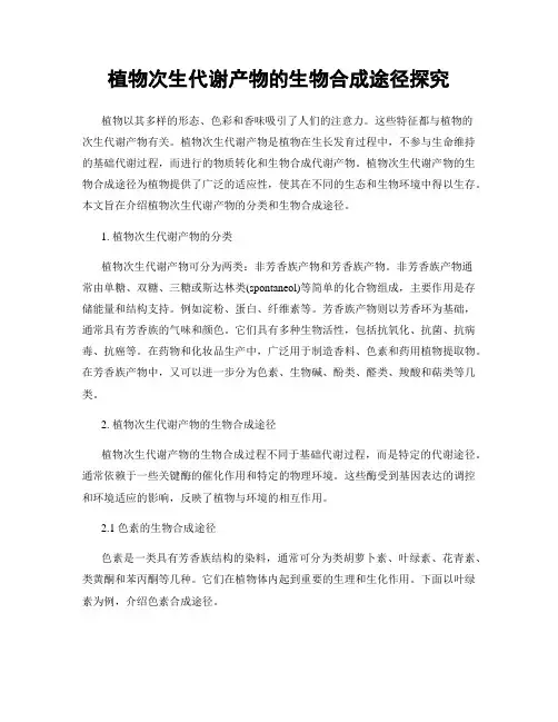 植物次生代谢产物的生物合成途径探究