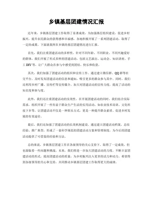 乡镇基层团建情况汇报