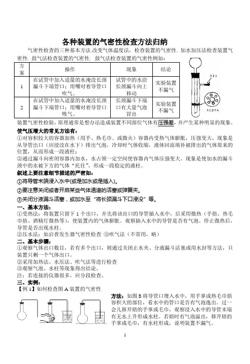 2014高考化学实验复习之各装置气密性检查方法