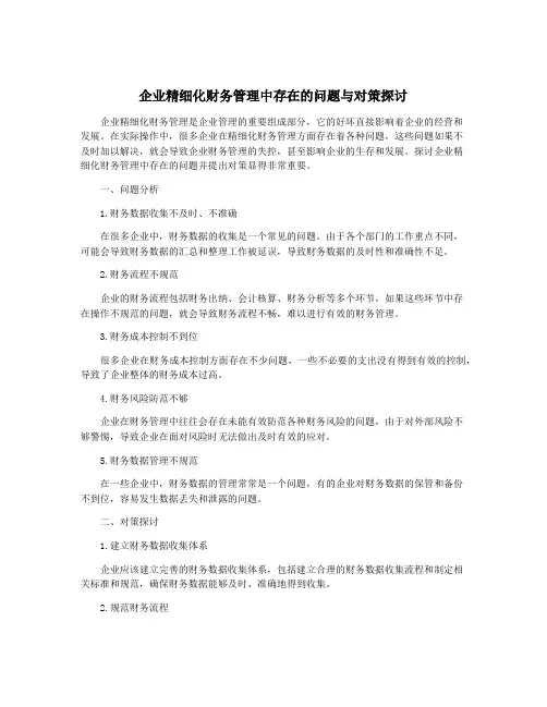 企业精细化财务管理中存在的问题与对策探讨