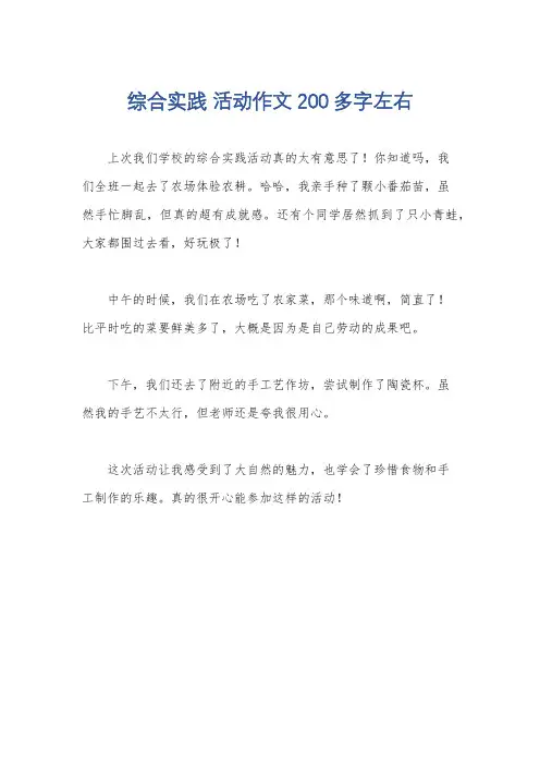 综合实践 活动作文200多字左右