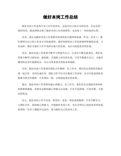 做好本岗工作总结