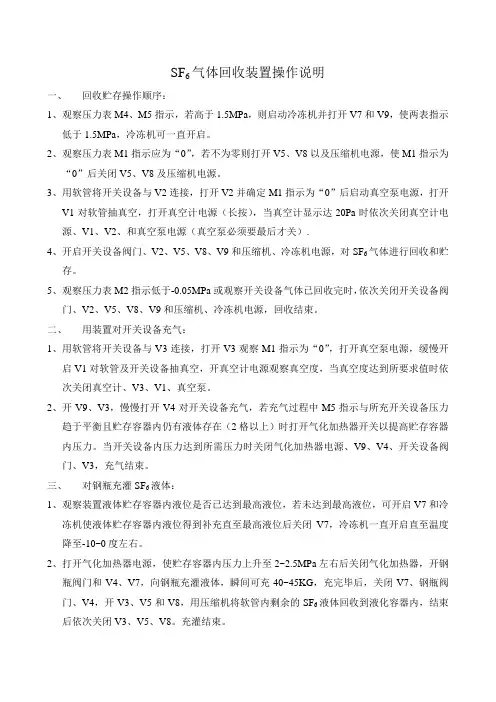 SF6气体回收装置操作顺序