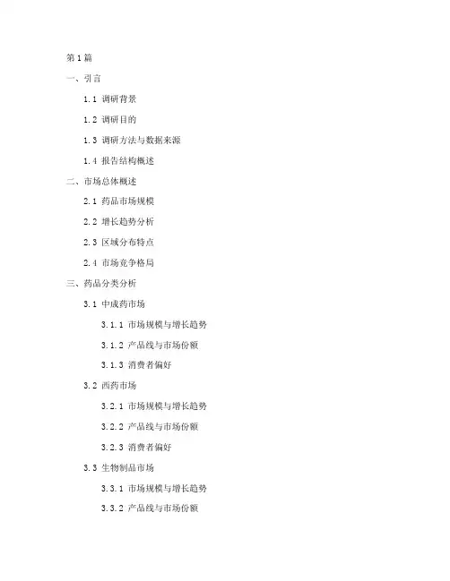 药品调研报告提纲模板(3篇)