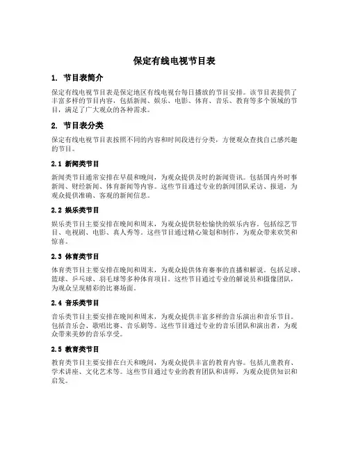 保定有线电视节目表