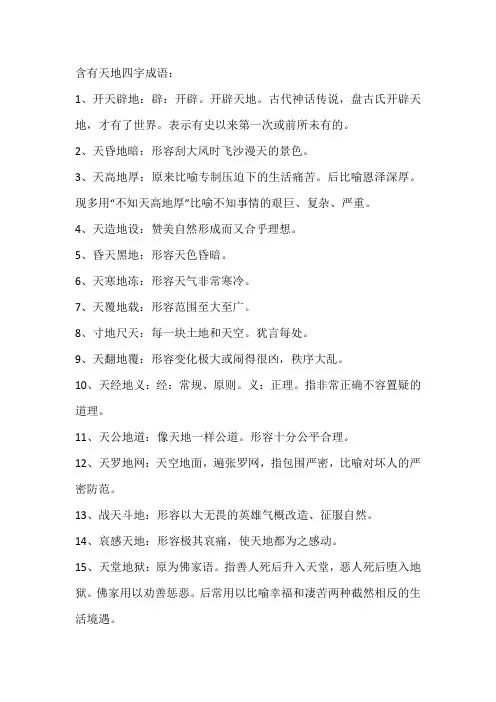 含有天地四字成语