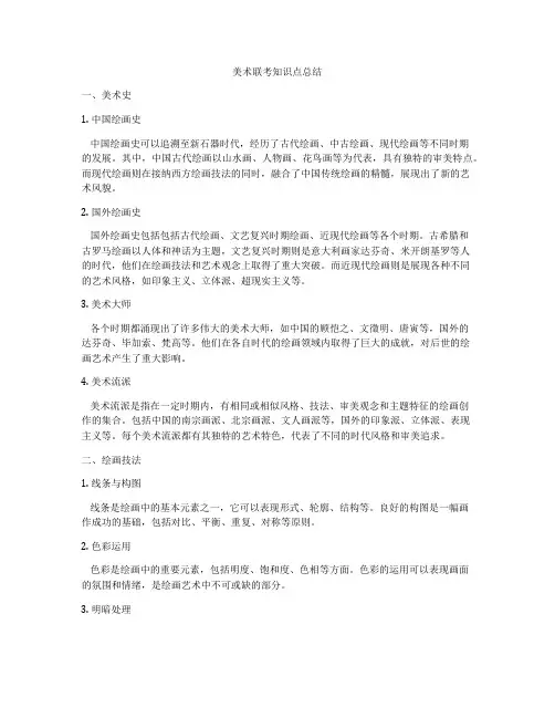 美术联考知识点总结
