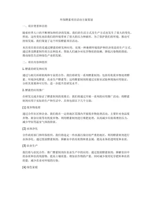 环保酵素项目活动方案策划