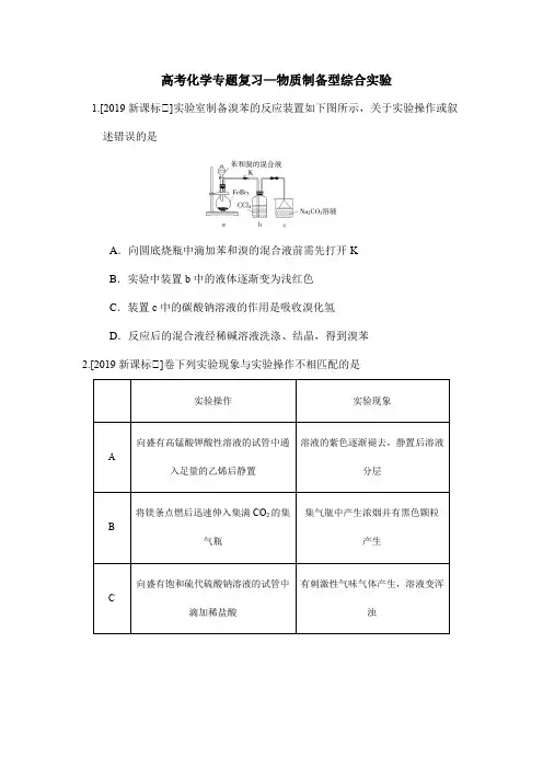 高考化学专题复习—物质制备型综合实验