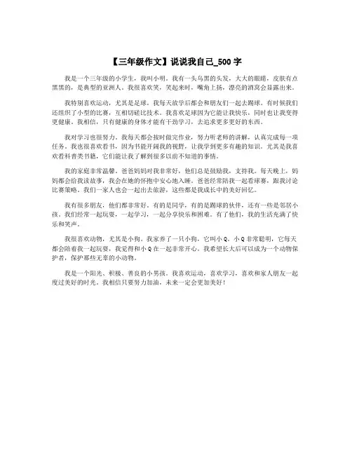 【三年级作文】说说我自己_500字