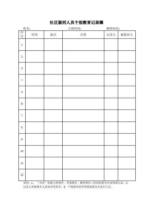 384-社区服刑人员个别教育记录簿