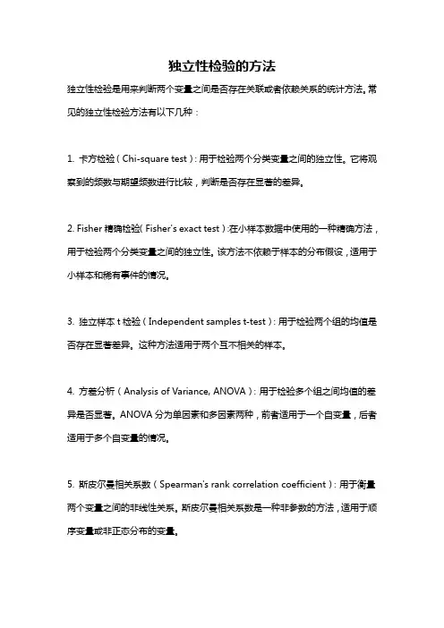 独立性检验的方法