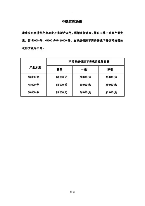 不确定性决策习题及答案