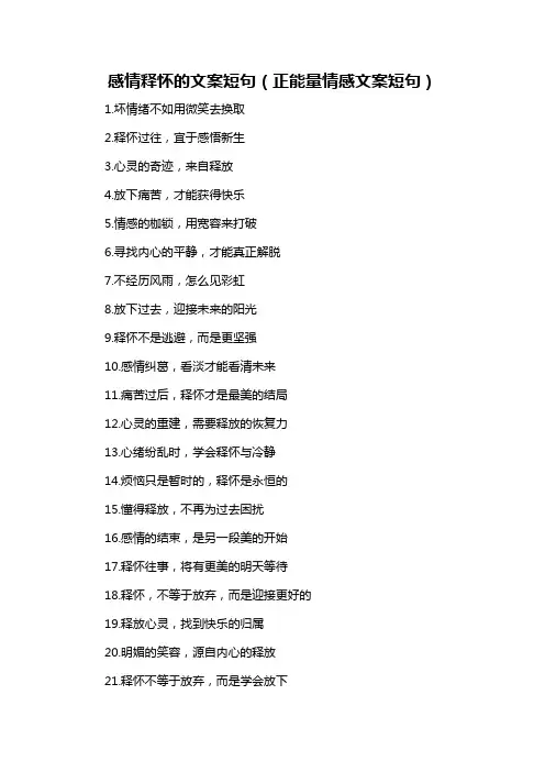 感情释怀的文案短句(正能量情感文案短句)-概述说明以及解释