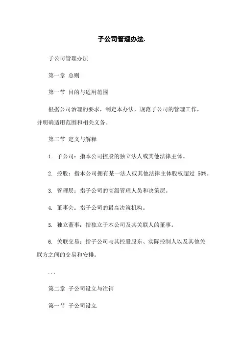 子公司管理办法