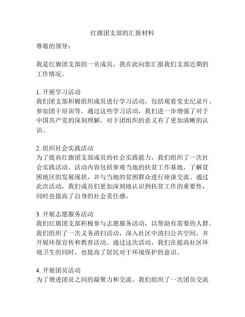 红旗团支部的汇报材料