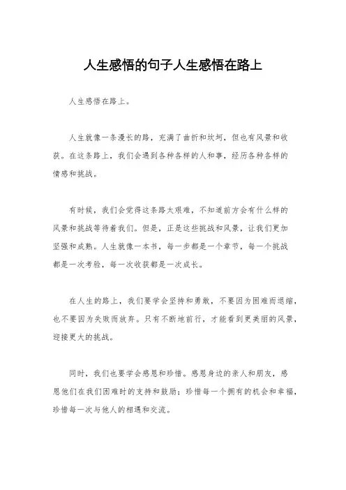 人生感悟的句子人生感悟在路上