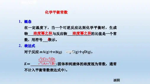 人教版选修4第2章第3节化学平衡——化学平衡常数课件(17张)