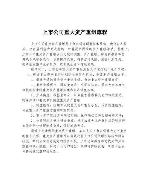 上市公司重大资产重组流程