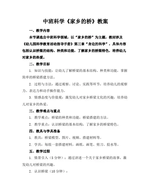 中班科学《家乡的桥》教案