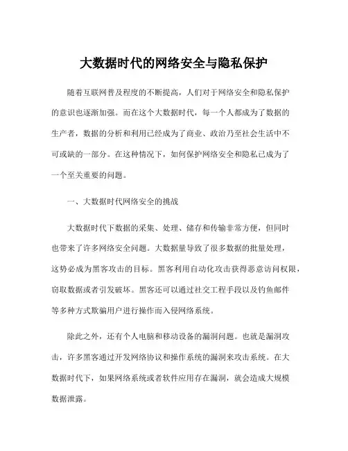 大数据时代的网络安全与隐私保护