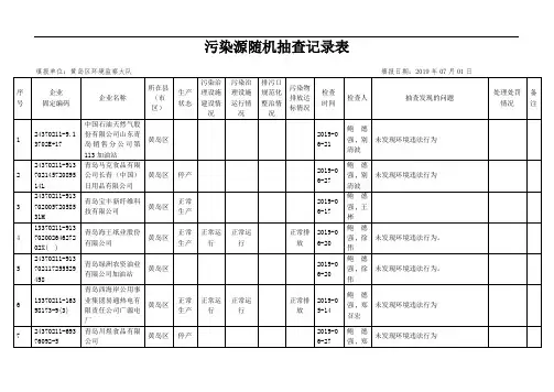 污染源随机抽查记录表
