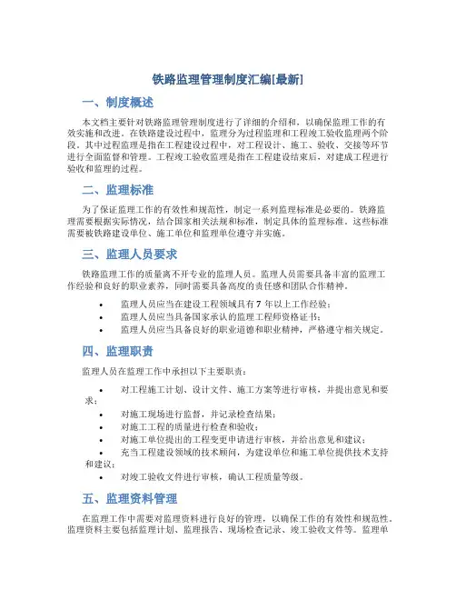 铁路监理管理制度汇编[最新]