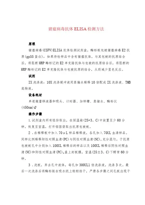 猪瘟病毒抗体ELISA检测方法