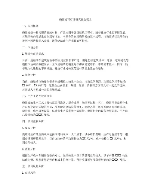烧结砖可行性研究报告范文