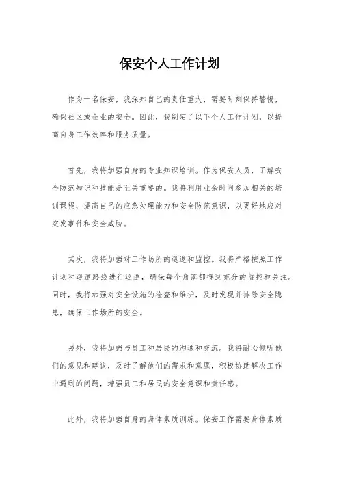 保安个人工作计划