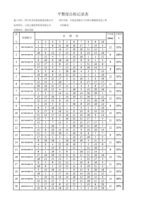 平整度检查记录表