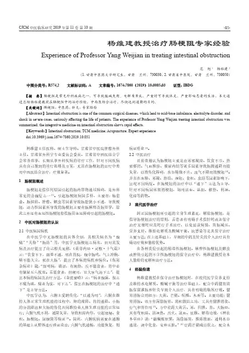 杨维建教授治疗肠梗阻专家经验