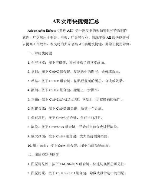 AE实用快捷键汇总