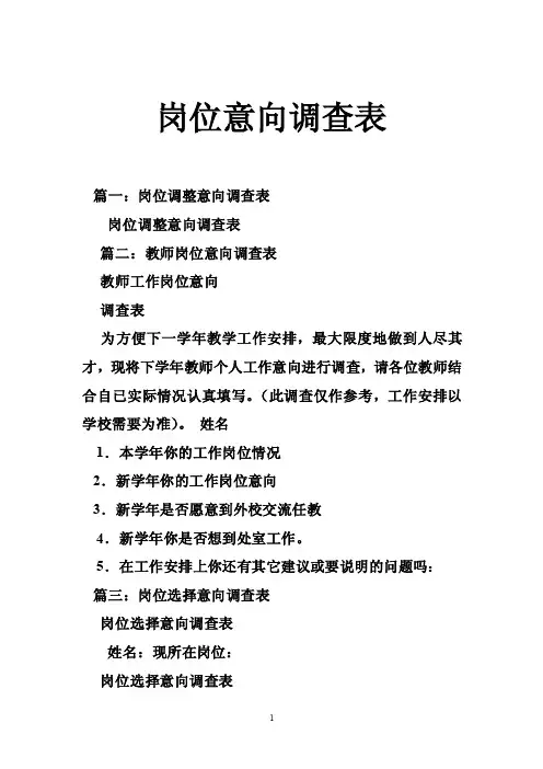 岗位意向调查表