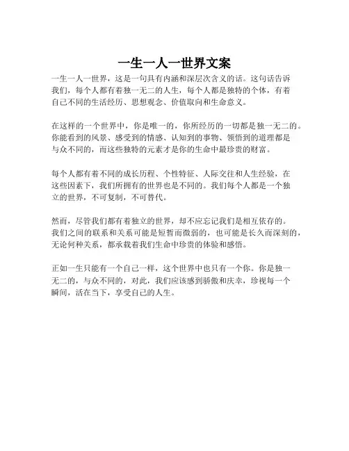 一生一人一世界文案