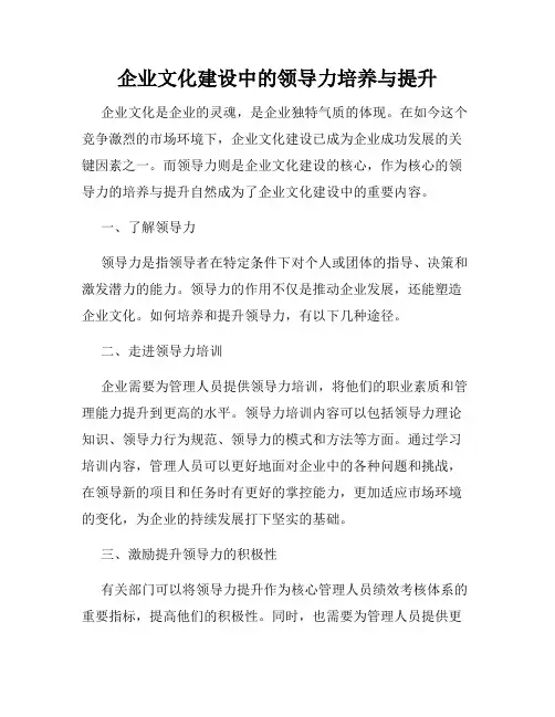 企业文化建设中的领导力培养与提升
