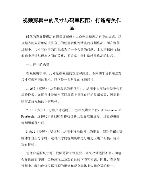视频剪辑中的尺寸与码率匹配：打造精美作品