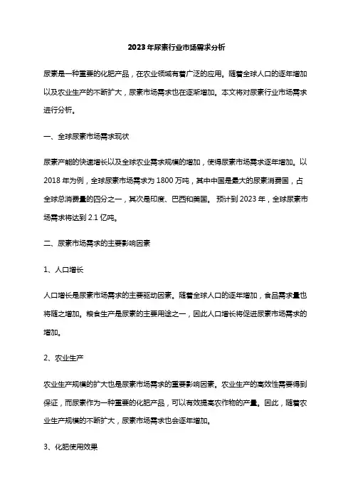 2023年尿素行业市场需求分析