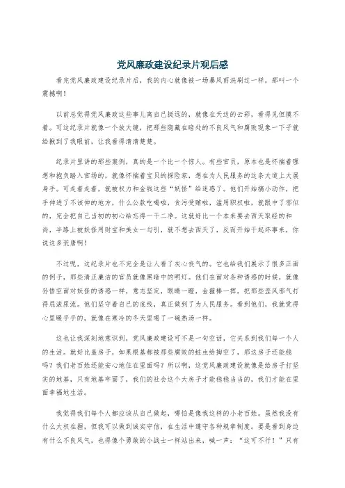 党风廉政建设纪录片观后感