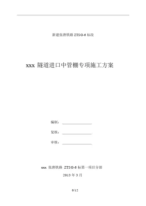 xx隧道中管棚专项施工方案
