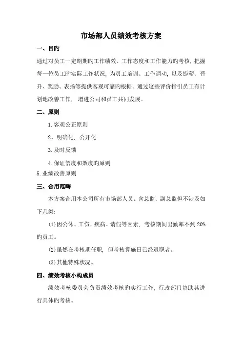 电商公司市场部绩效考核(很好)