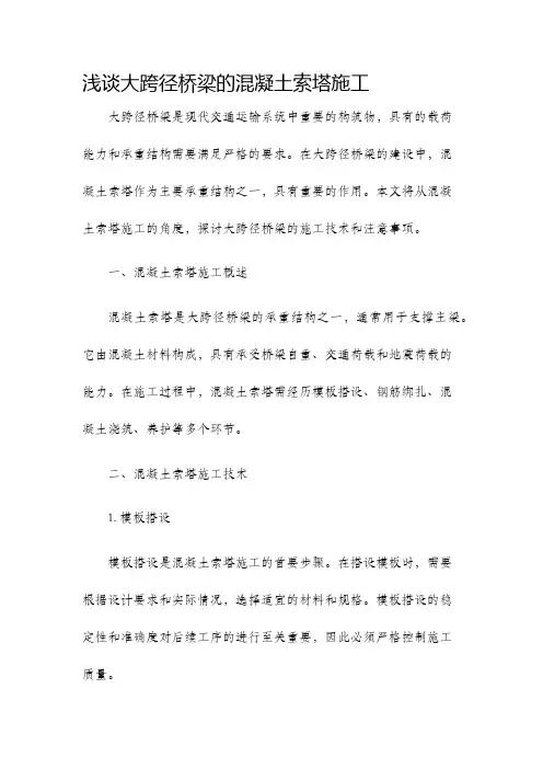 浅谈大跨径桥梁的混凝土索塔施工